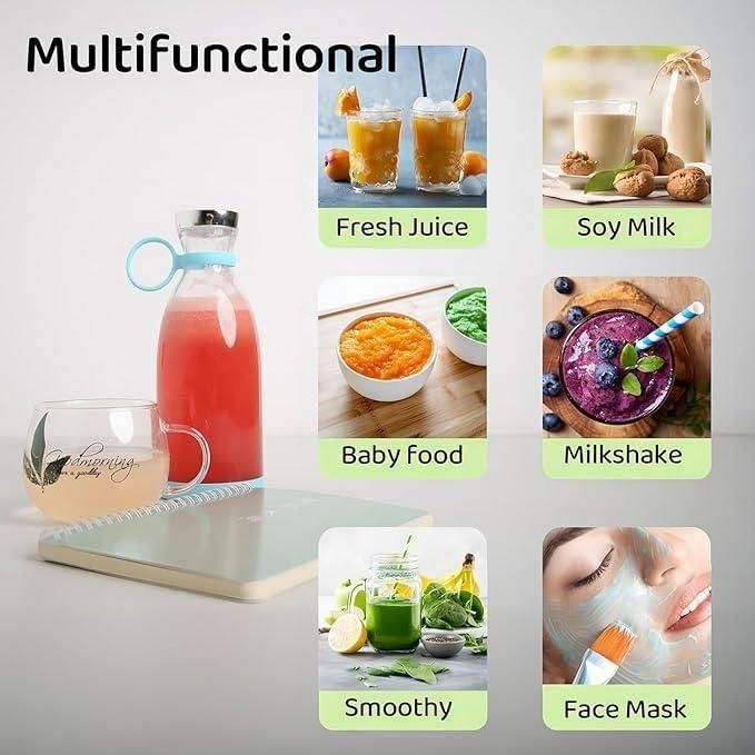 Mini Mixer Grinder Bottle – Portable USB Blender for Juice & Shakes